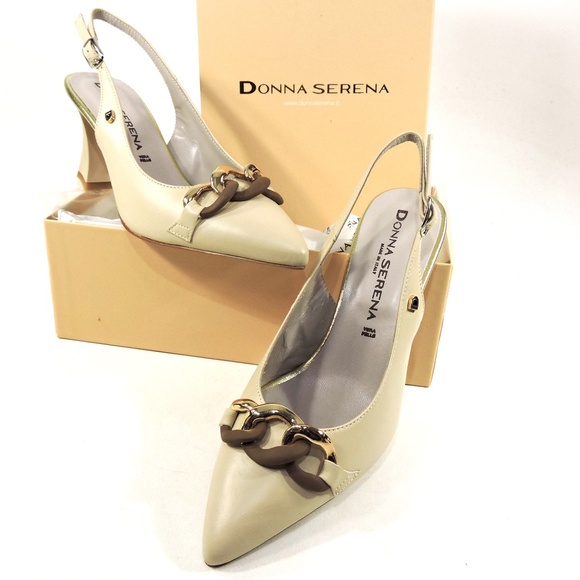 DONNA SERENA 🇮🇹 WOMEN'S BEIGE LEATHER SUMMER SANDALS - Picture 7 of 7